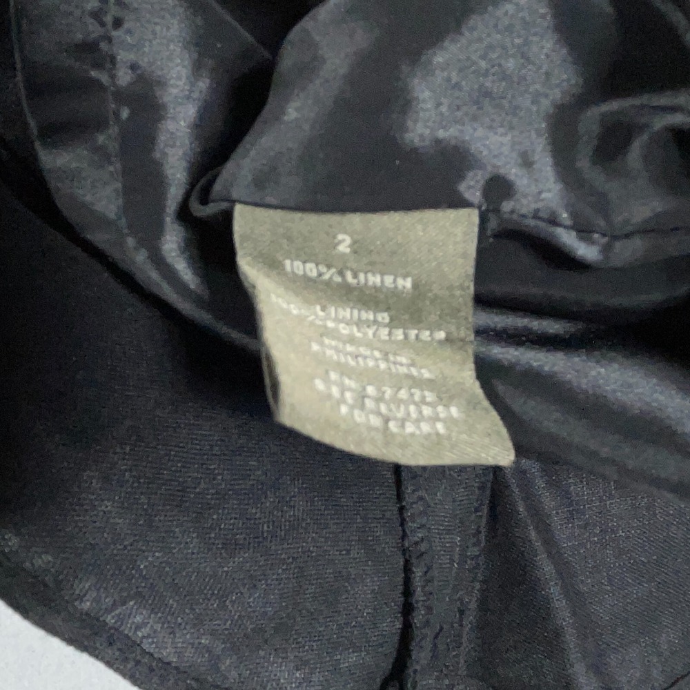 Taylor Nordstrom Linen Shift Dress Women Size 2 Ruffle Black Minimalist - Picture 14 of 15